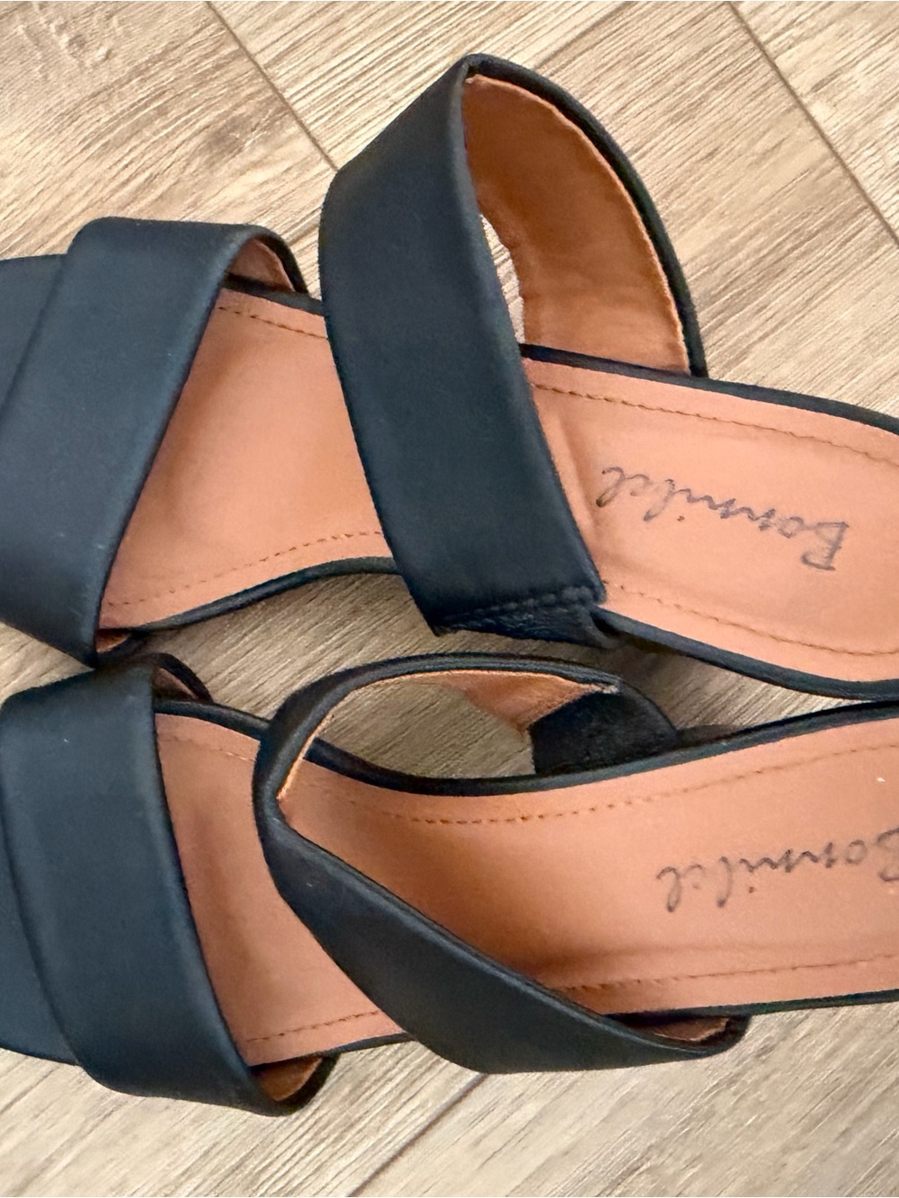 Women’s Black Slip-On Block Heel Sandals by